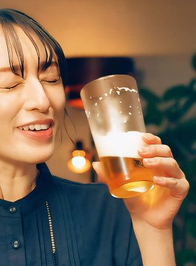 晚酌的流派同款啤酒杯东洋佐佐木日本进口超薄杯子强化薄冰啤酒杯