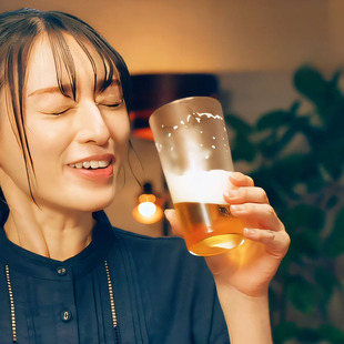 晚酌的流派同款啤酒杯东洋佐佐木日本进口超薄杯子强化薄冰啤酒杯