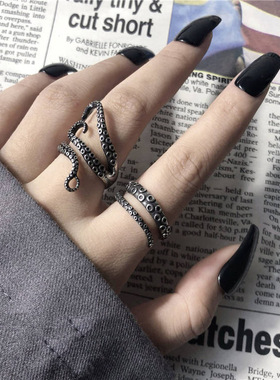 /北海巨妖《触动》戒指女小众ins设计章鱼触须吸盘潮男食指戒