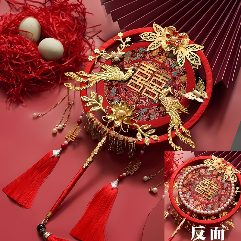 团扇新娘结婚立体模型国风手办