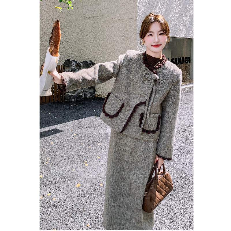 小香风法式时髦套装女冬季2025新款加厚保暖毛呢外套半身裙两件套,女装/女士精品,时尚套装,淘宝优惠券,粉丝福利购,淘宝优惠卷