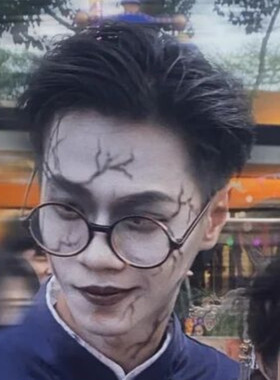 万圣节裂痕妆容纹身贴 长隆最帅书生同款妆容 破碎人偶伤疤纹身