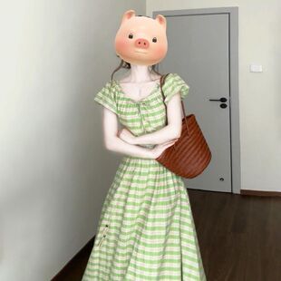 夏日绝美独特漂亮多巴胺掐腰长 胖东来优选海边度假连衣裙子女夏季