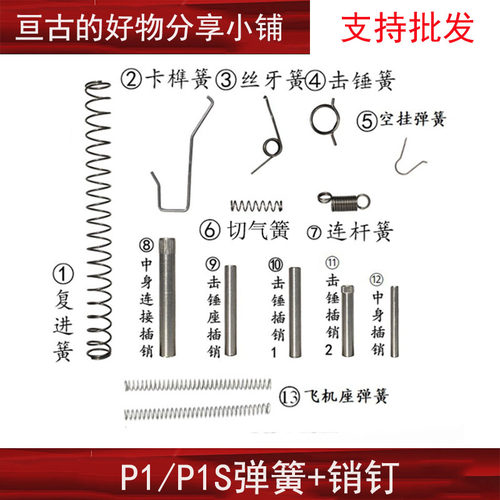 P1弹簧销钉套装中身销钉击锤座