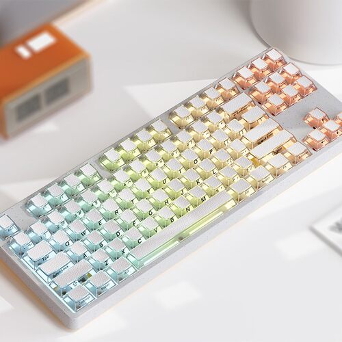 欧希德黑色缂纹类皮革键帽PBT+PC