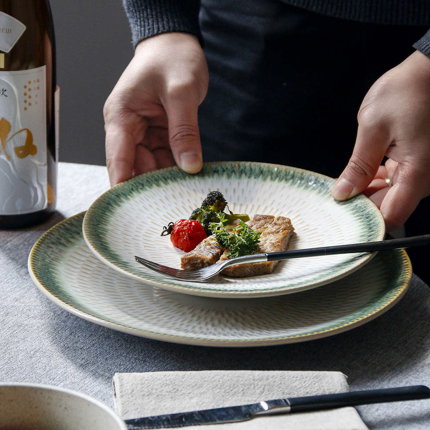 欧兰摩尔复古窑变陶瓷西餐牛排意面甜品盘子创意浮雕家用圆形平盘,餐饮具,盘,淘宝优惠券,粉丝福利购,淘宝优惠卷