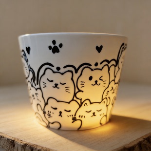手工立体釉猫猫水杯咖啡杯