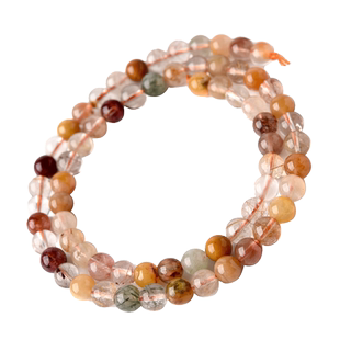 天然彩发晶散珠子手链diy串珠材料单颗金发晶绿发晶钛晶水晶配珠