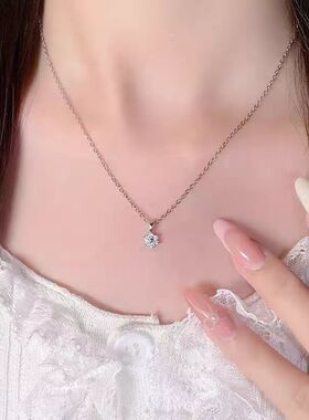 S925银满钻六芒星吊坠项链 轻奢小众百搭锁骨链颈链温柔气质