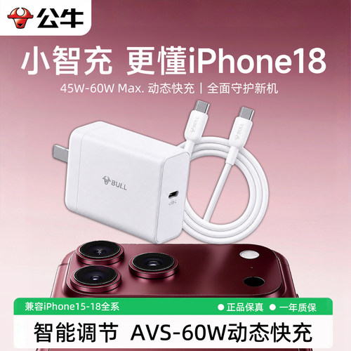 公牛45-60W动态氮化镓苹果充电器