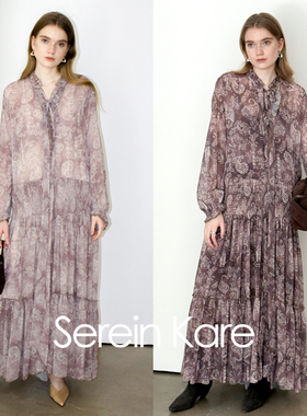 Serein Kare 法式浪漫腰果花两件套连衣裙波西米亚秋冬内搭长裙