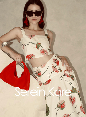 Serein Kare｜“红掌”獨家印花全棉度假背心 异域风印花半身裙