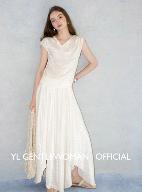 Serein Kare小众设计感荡领不对称设计天丝上衣垂感光泽半身裙