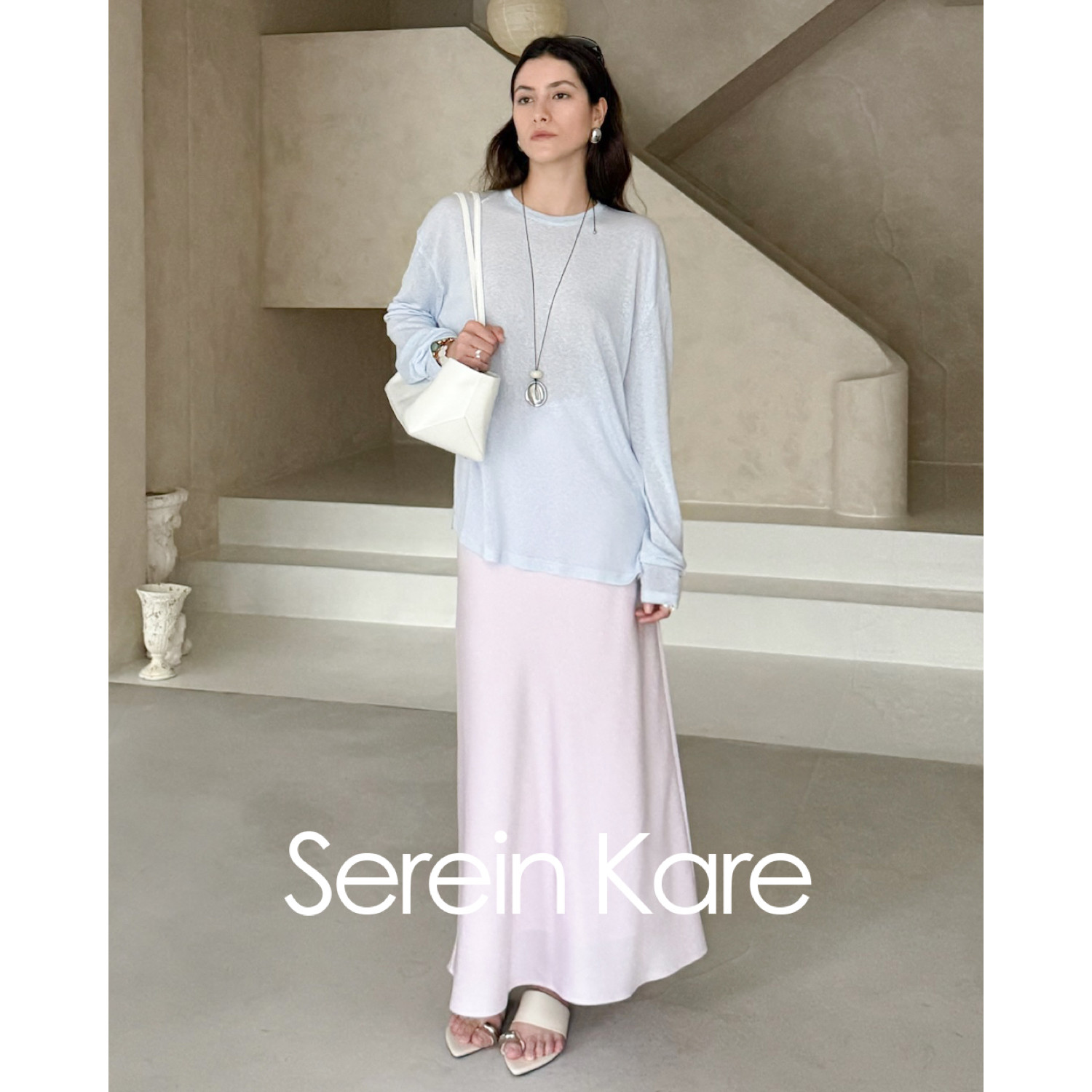 Serein Kare｜斜裁醋酸纯色A字半裙遮假胯宽梨形身材显瘦半身长裙