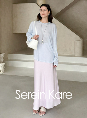 Serein Kare｜斜裁醋酸纯色A字半裙遮假胯宽梨形身材显瘦半身长裙