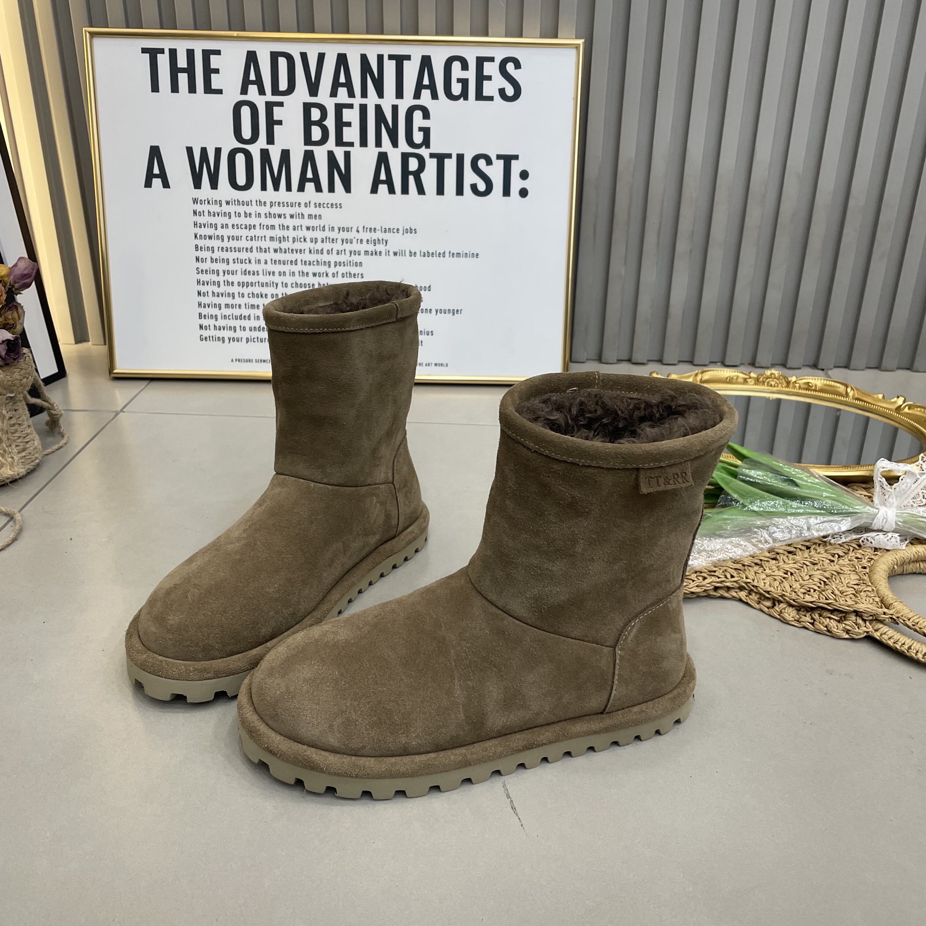 真皮平底雪地靴女2025新款冬季