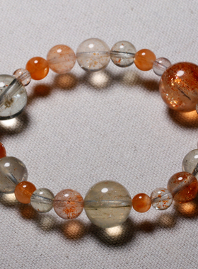 天然阿鲁沙长石泡泡珠单圈手串