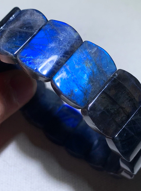 天然蓝光拉长石手排饰品礼物男女