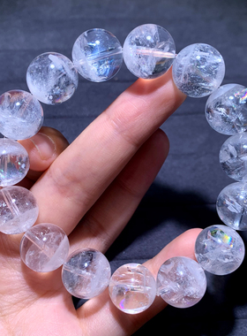 天然冰透白幽灵水晶单圈手链水晶