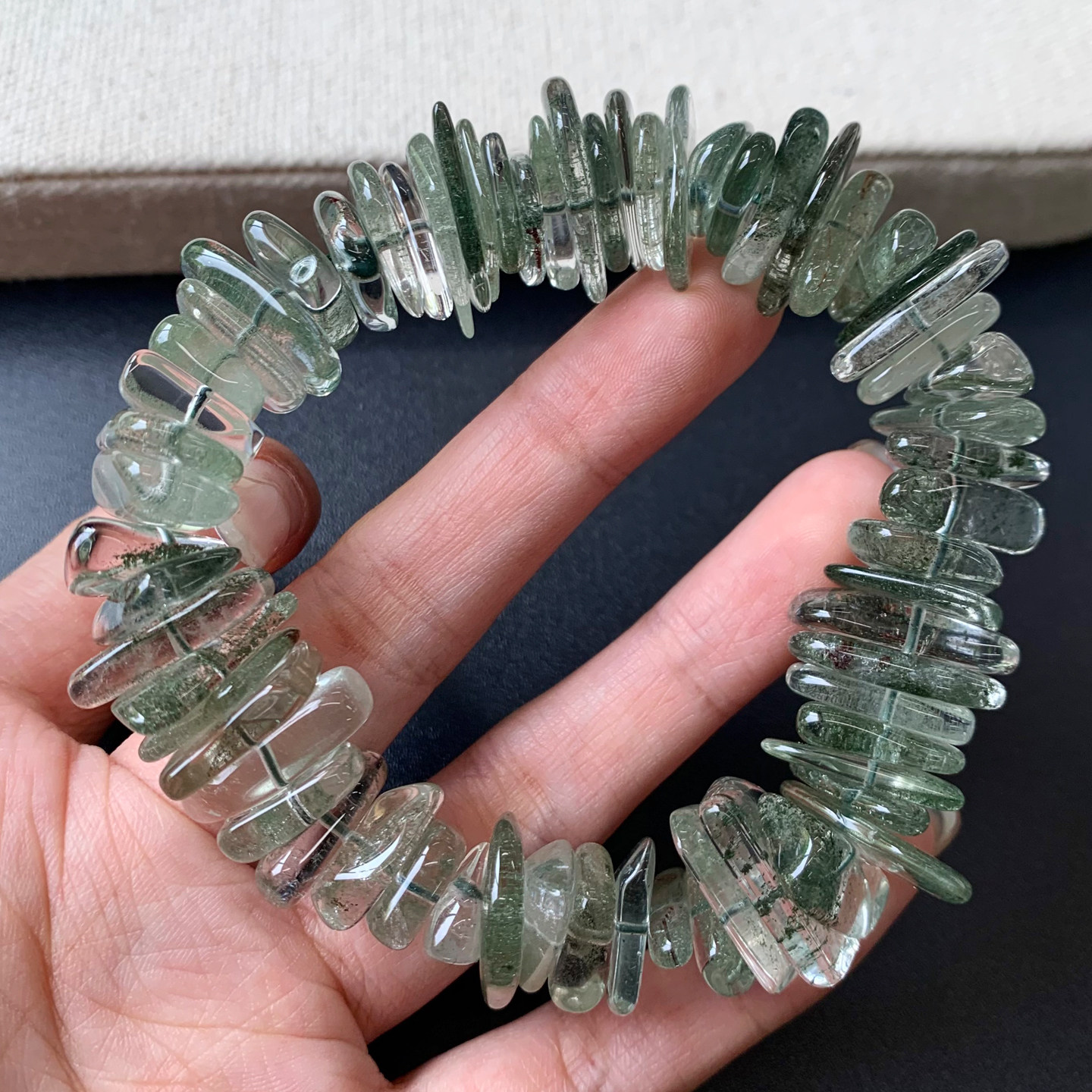 天然绿幽灵随形水晶手串饰品男女