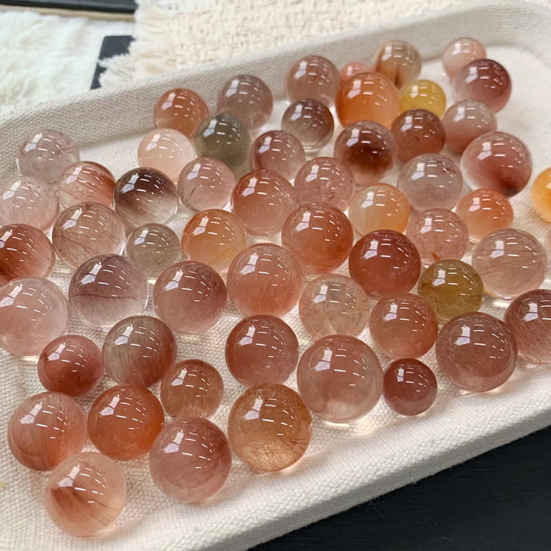 天然冰透兔毛水晶球吊坠情侣礼物图片