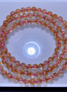 天然金钛极光23三圈手链水晶Auralite23紫钛黄幽灵手串民族风紫晶