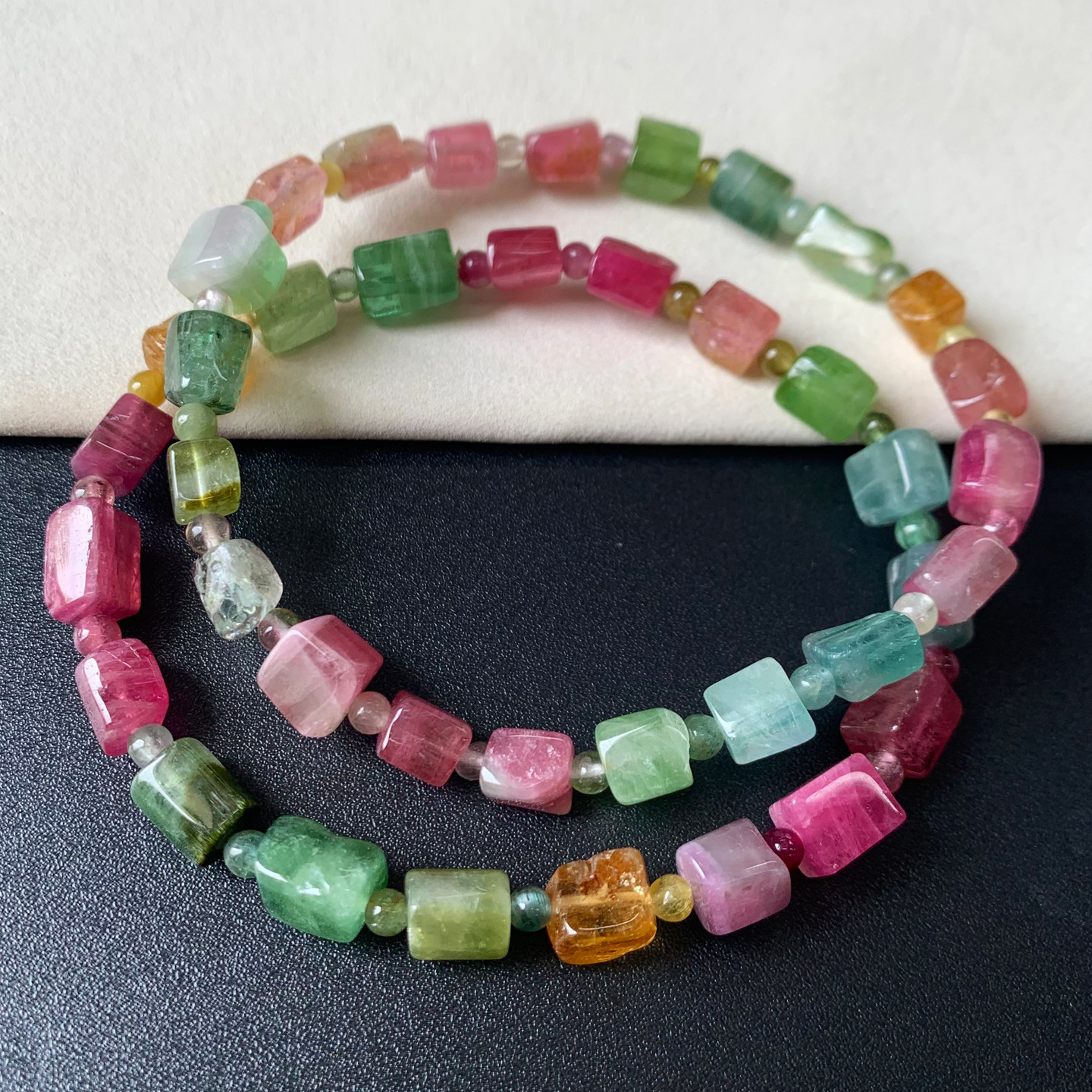 天然碧玺方糖随形手链原石切割绿碧玺手串情侣款饰品送生日礼物女