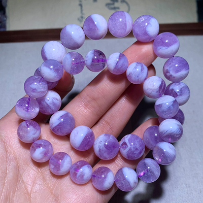 天然奶盖紫玉晶梦幻手链紫晶手串
