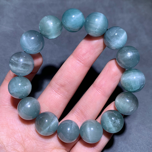 天然绿锂辉石手链猫眼清新蓝绿色水晶手串情侣甜美饰品闺蜜送礼物