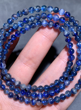 天然草莓蓝晶石三圈共生矿物手链