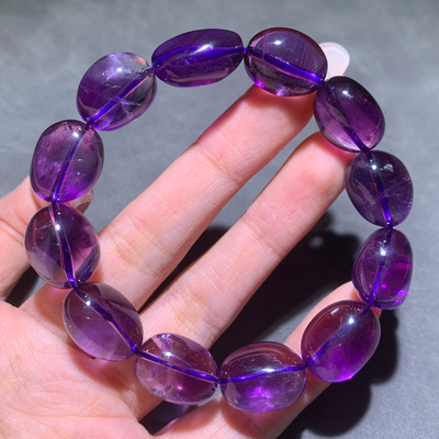 天然紫水晶随形手链情侣送礼物女