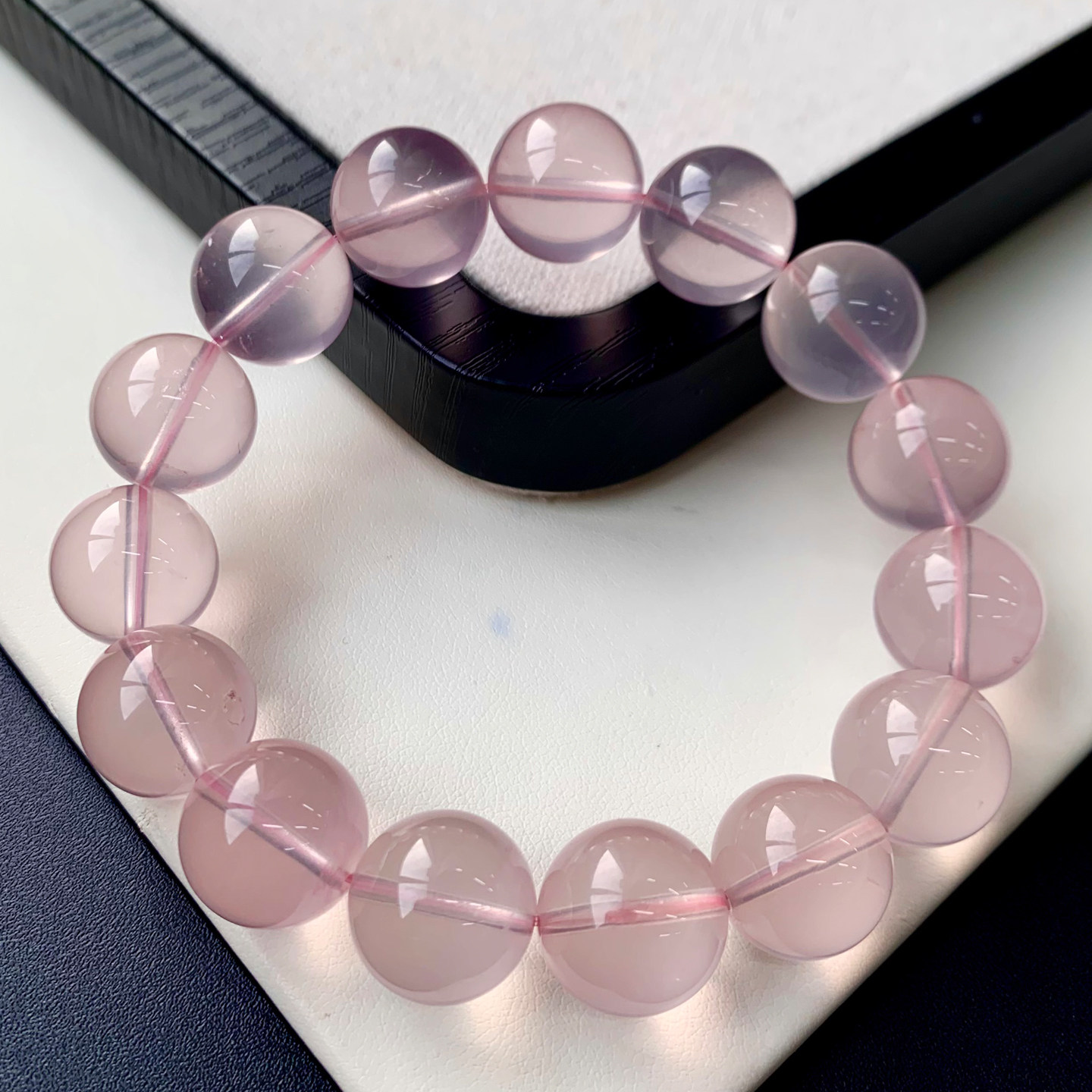 天然冰透星光粉晶单圈手链果冻粉芙蓉石手串水晶马粉礼物男女饰品