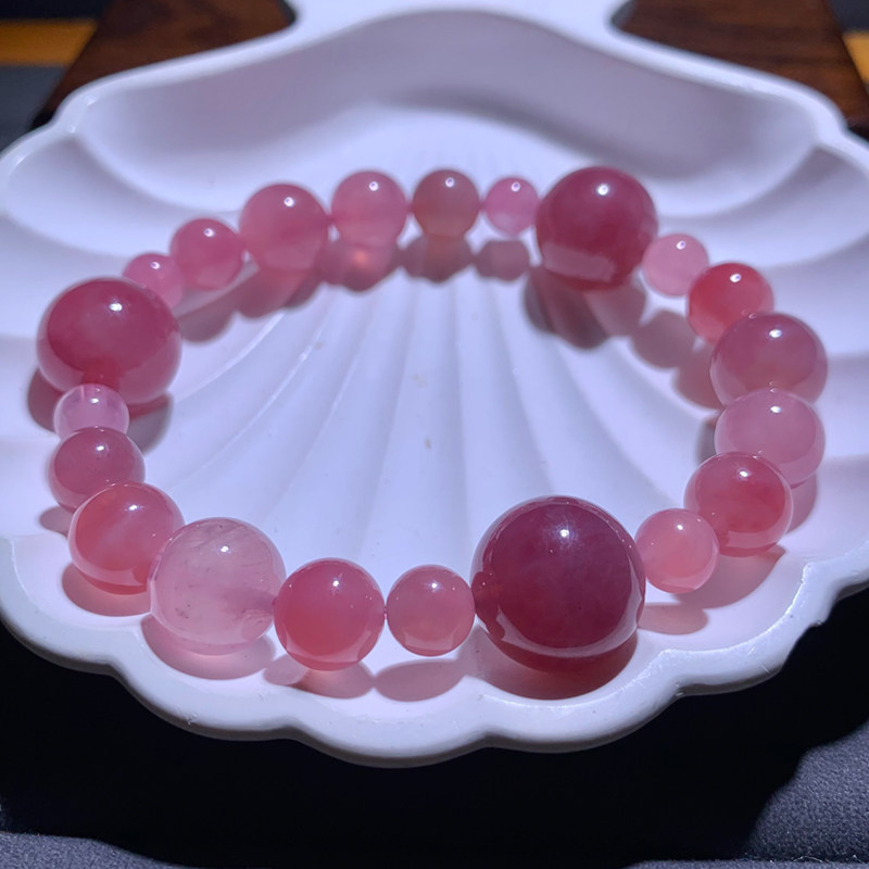 天然老矿马粉泡泡珠水晶手链星光粉晶芙蓉石马粉紫色果冻粉送礼物