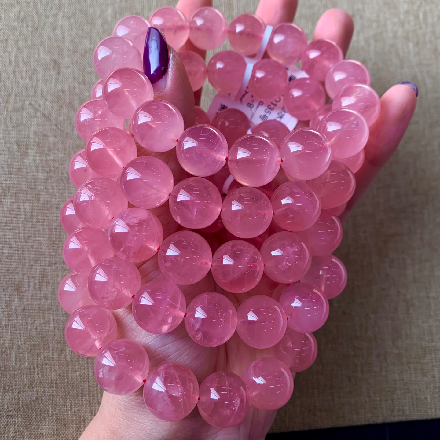 天然马粉水晶单圈手链马达加斯粉晶芙蓉石手串饰品送礼物女情侣