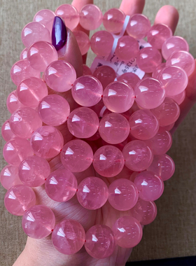 天然马粉水晶单圈手链芙蓉石粉晶