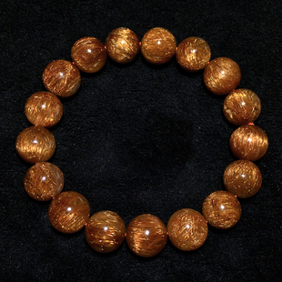 天然顺发铜发晶手链巴西金红钛晶水晶手串时尚饰品生日礼物情侣款