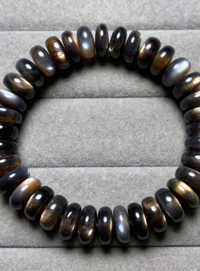 天然黑金骨干长石盘珠手串饰品女