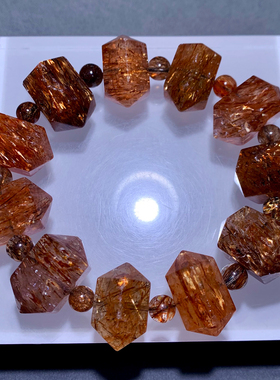 天然冰透黑金超双尖手串饰品情侣