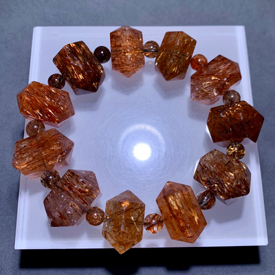 天然冰透黑金超双尖手串饰品情侣