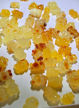 天然蜜蜡小熊雕刻件琥珀水晶手串