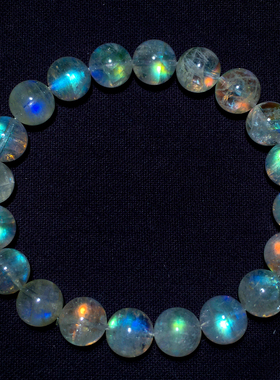 天然冰种马岛月光石单圈手链手串饰品女送礼物一物一图彩虹月光石