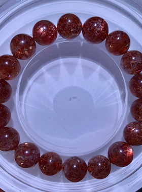 天然云母片草莓长石手链金赤铁矿