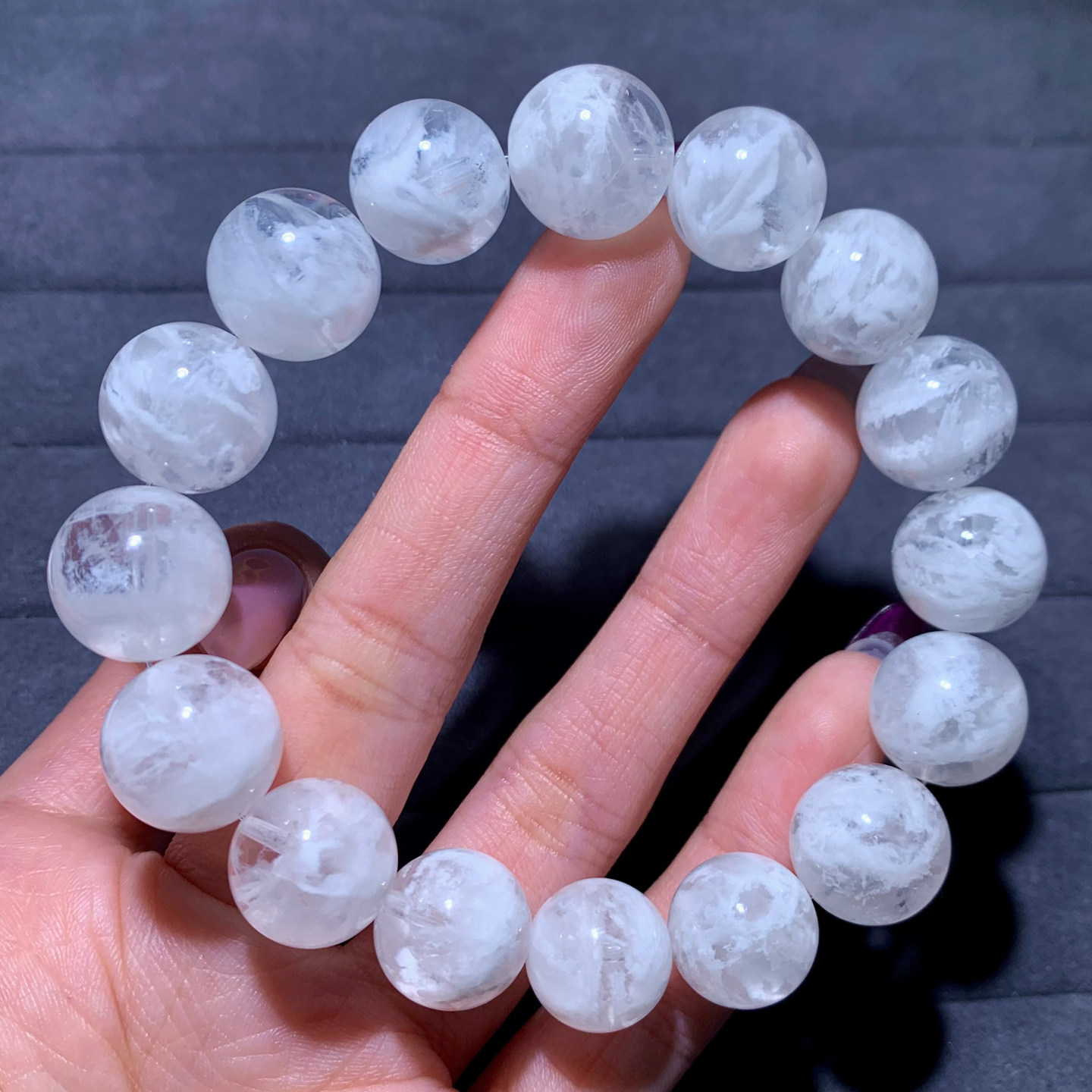 天然白雪花幽灵手链白婚纱嫩色聚宝盆水晶手串甜美饰品闺蜜款礼物