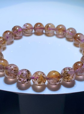 天然金钛极光23金钛发晶单多圈手链Auralite23紫钛紫幽灵紫晶女