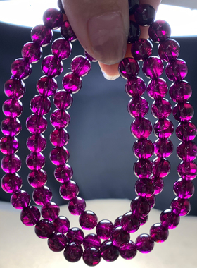 巴西天然紫牙乌石榴石三圈手链女