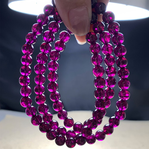 巴西天然紫牙乌石榴石三圈手链女