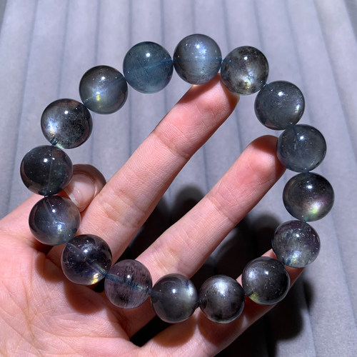 天然冰透云母星光海蓝宝手链情侣