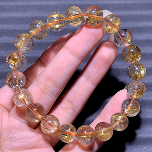 天然金发晶单圈手链水晶钛晶手串送礼物饰品黄发晶配饰男女款生日