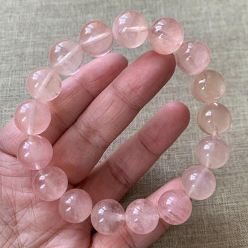 天然冰种粉摩根石手串手链饰品女