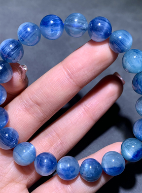 天然冰透原色蓝晶石手链情侣饰品